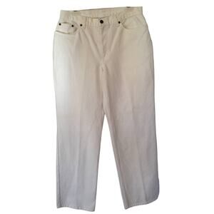 Newport News Jeanology Collection Size 12 White Denim Straight Leg Cotton Jeans